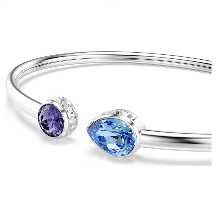 Chroma bangle Mixed cuts, Multicolored, Rhodium plated